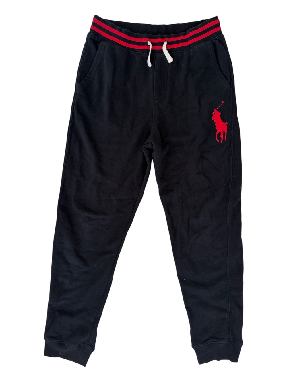 Polo Ralph Lauren Boys Black Fleece Joggers Big Red Pony Size M (10-12)